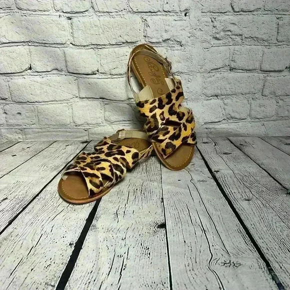 Naughty Monkey Sandal Leopard Textured Print Slingback Adjustable Buckle‎ Size 8 - Picture 1 of 5